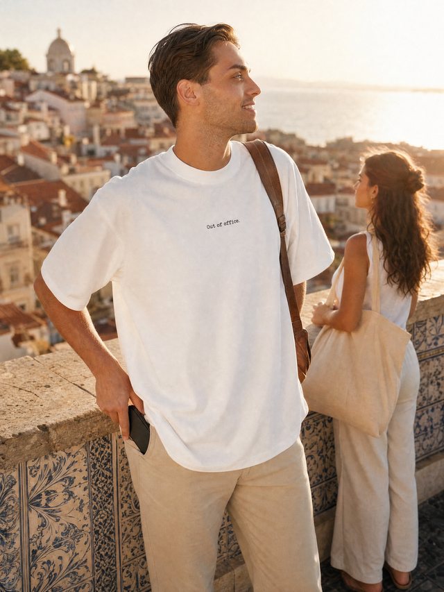 Out of Office. — Men's Oversized T-Shirt in White
